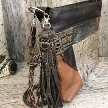 Load image into Gallery viewer, Small Leather Patchwork Tote with Buffalo Hide