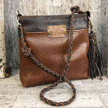 Load image into Gallery viewer, Small Leather Patchwork Tote with Buffalo Hide