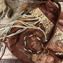 Load image into Gallery viewer, Western Bohemian Vintage Needlepoint and Italian Leather Bag