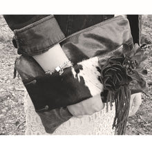 Load image into Gallery viewer, Italian Leather Cross Body Clutch with Cow Hide Wrist Strap