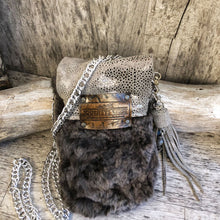Load image into Gallery viewer, Metallic Leather and Shearling Festival Bag
