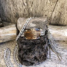 Load image into Gallery viewer, Metallic Leather and Shearling Festival Bag