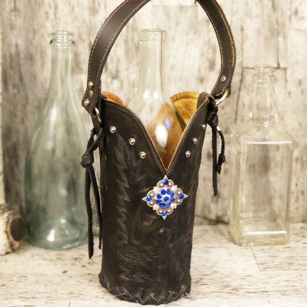 Vintage cowboy boot Spirit bag with saphire concho
