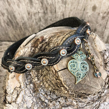Load image into Gallery viewer, Mystery braid boot bracelet with patinated copper embellishments
