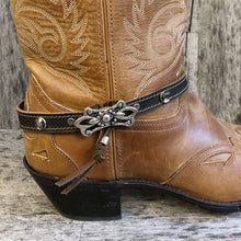 Load image into Gallery viewer, Flourish concho with crystals on espresso boot bracelet
