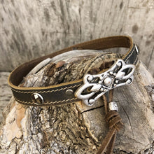 Load image into Gallery viewer, Flourish concho with crystals on espresso boot bracelet

