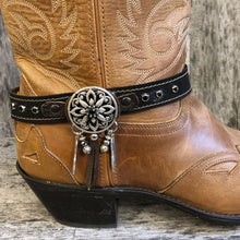 Load image into Gallery viewer, Dream catcher concho and crystals on a espresso leather strap
