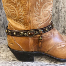 Load image into Gallery viewer, Rustic Boot Bracelet with Amber cabochon style concho
