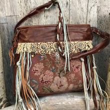 Load image into Gallery viewer, Western Bohemian Vintage Needlepoint and Italian Leather Bag
