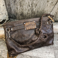 Load image into Gallery viewer, Convertible Cross Body Clutch with Hand Scutlpted Leather Flowers
