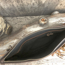 Load image into Gallery viewer, Convertible Cross Body Clutch with Hand Scutlpted Leather Flowers
