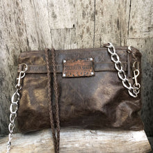 Load image into Gallery viewer, Italian Leather Cross Body Clutch with Cow Hide Wrist Strap
