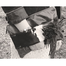 Load image into Gallery viewer, Italian Leather Cross Body Clutch with Cow Hide Wrist Strap
