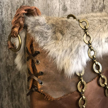 Load image into Gallery viewer, Metallic Copper Leather Tote with Rustic Leather and Fur Trim
