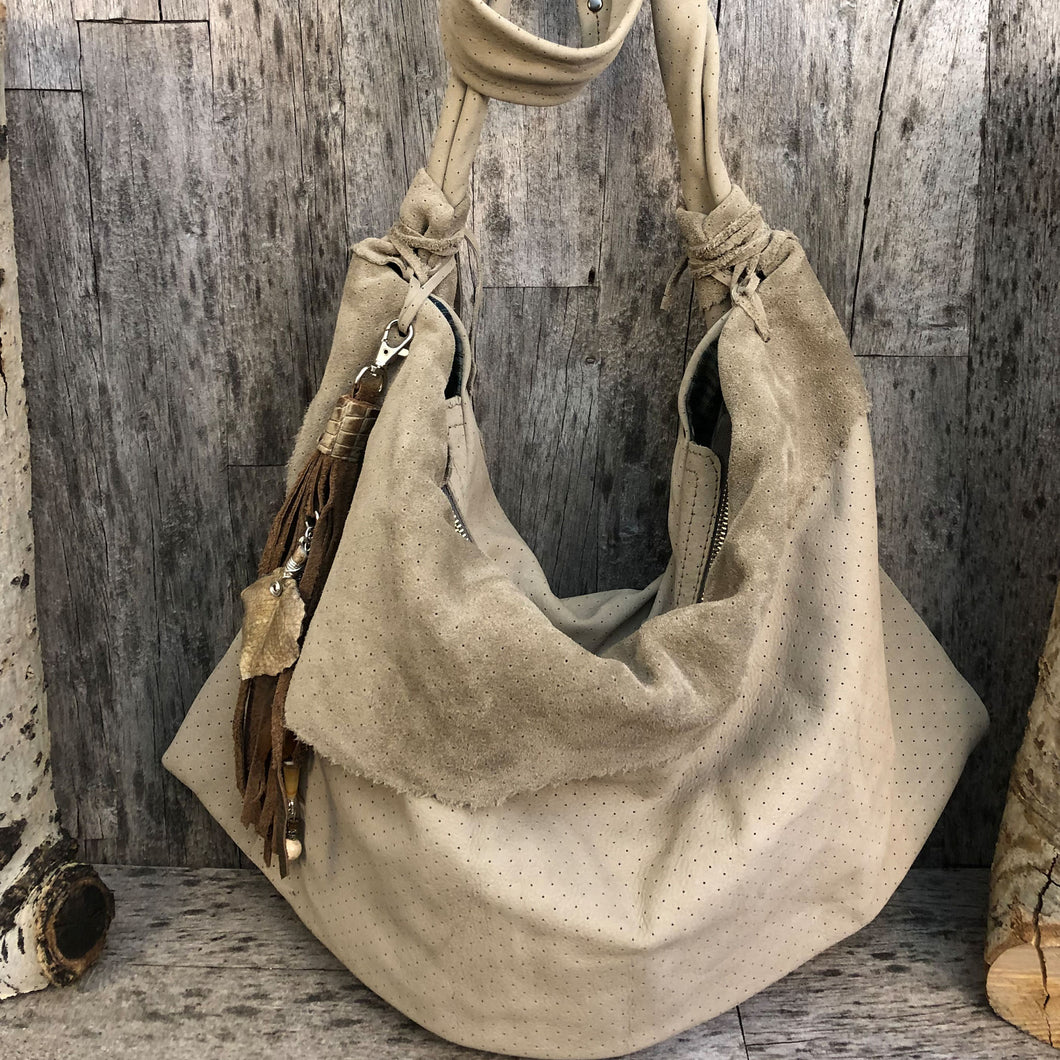Italian Suede Leather Hobo Bag