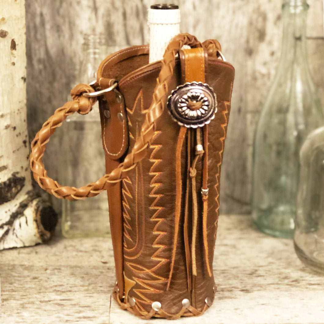 Vintage cowboy boot Spirit bag featuring concho and rivet trim