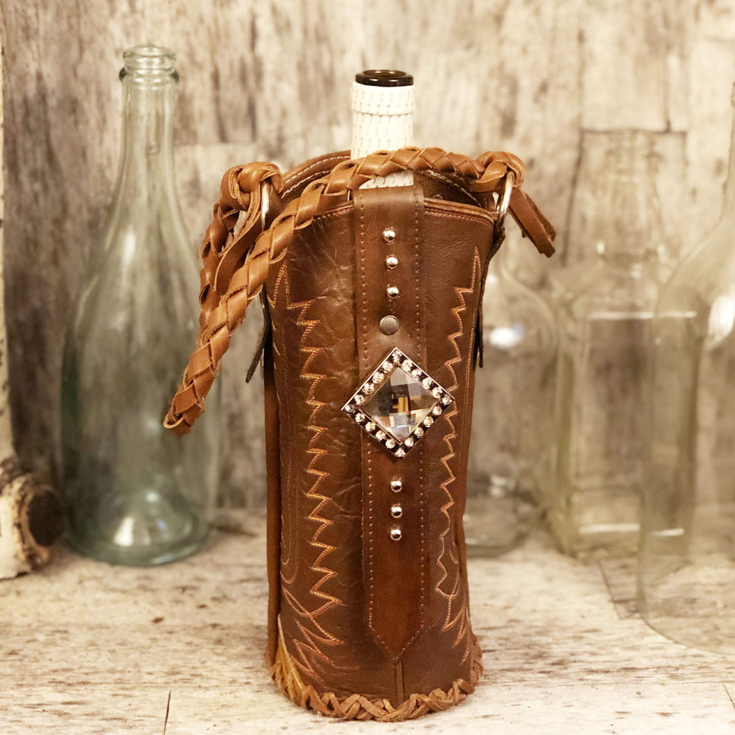 Vintage cowboy boot Spirit bag with crystal concho and rivet trim