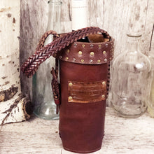 Load image into Gallery viewer, Vintage leather braided belt Spirit bottle bag
