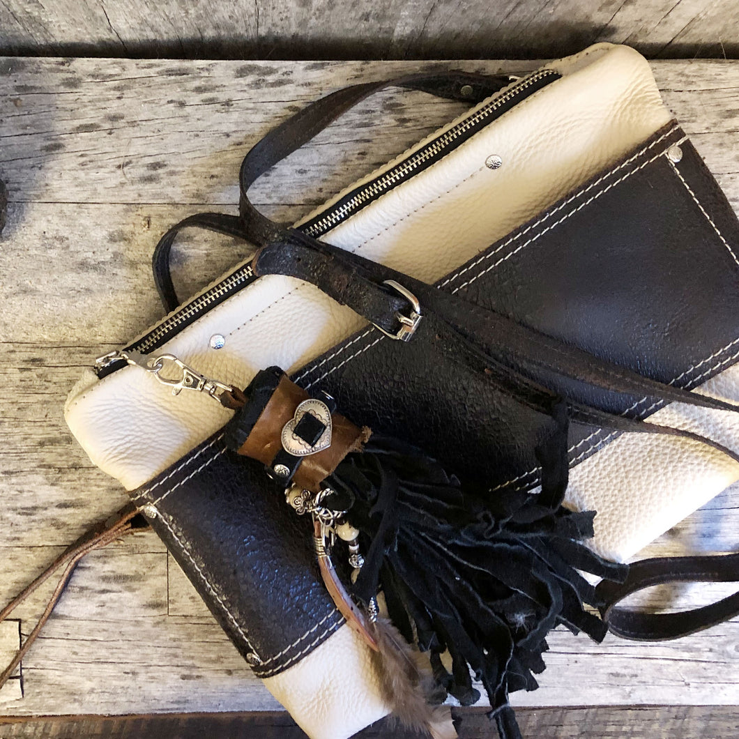 Classic Leatehr Clutch with Buffalo Hide